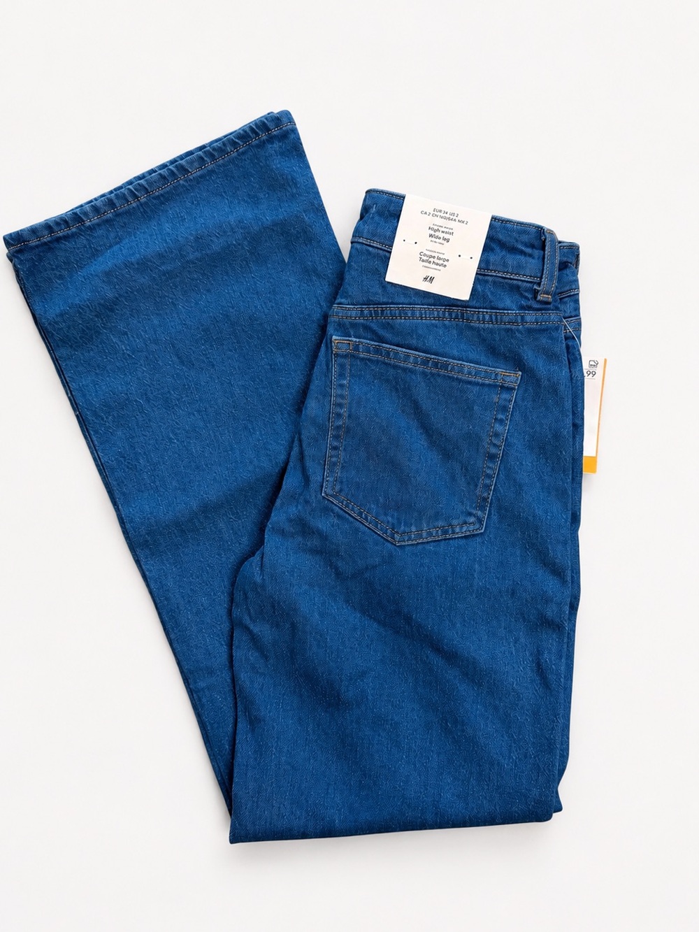 H&M Woman’s Wide High Waist Full Length Jeans Dark Wash Size 2 NWT